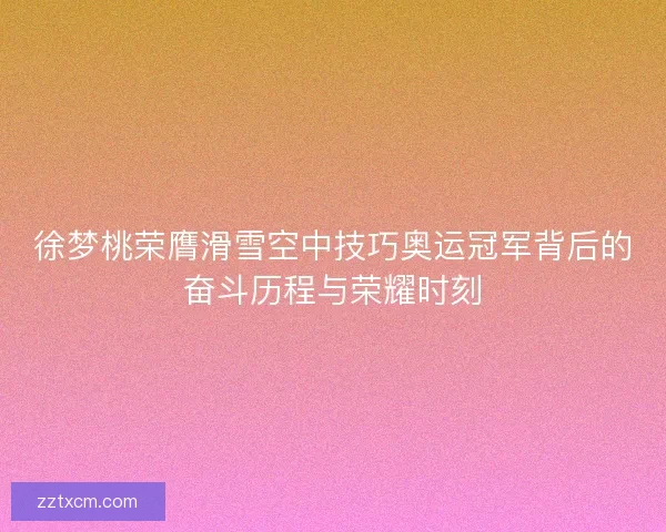 徐梦桃荣膺滑雪空中技巧奥运冠军背后的奋斗历程与荣耀时刻